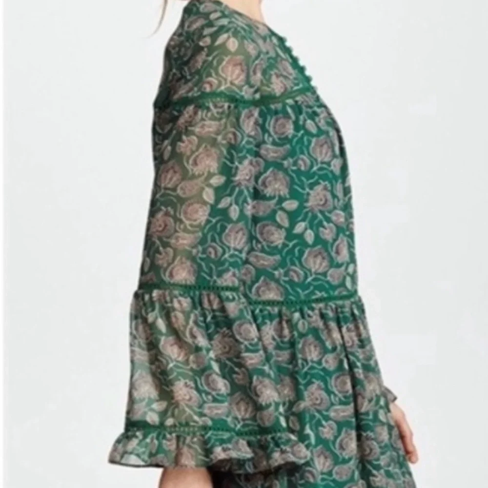 Rebecca Minkoff Florence dress in green paisley print polyester size M. Vintage! - Picture 3 of 16